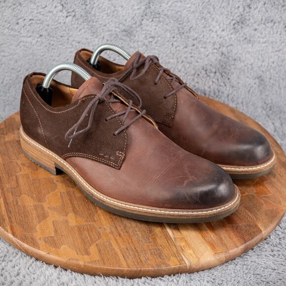 Ecco Kenton Derby Mens Size 41 US 7-7.5 Brown Suede Leather Casual Dress Shoes - Picture 1 of 7